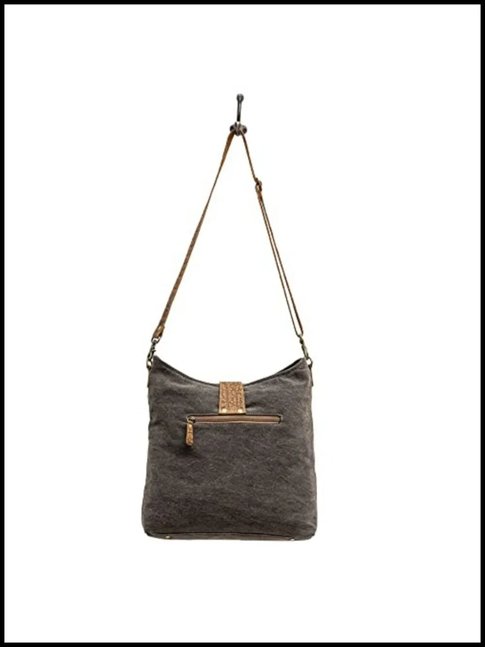 Upcycled Canvas Leather Crossbody Shoulder Bag
